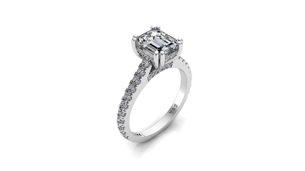 7x5mm (1.20ct) ForeverOne Radiant Moissanite Diamond Bridge Band 14K Gold Engagement Ring MOENG012