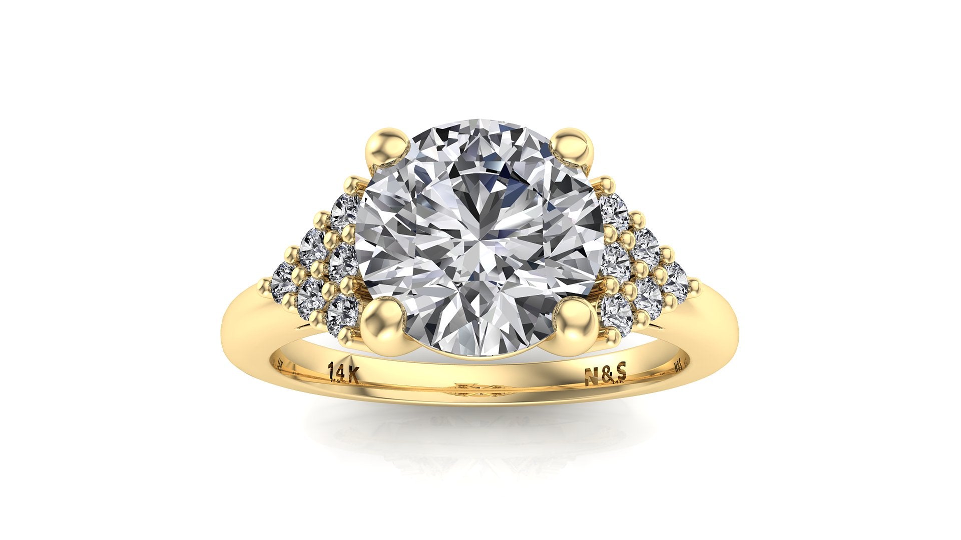 6.5mm (1.00ct) ForeverOne Round Moissanite Diamond Pave Engagement Ring 14K Gold MOENG089