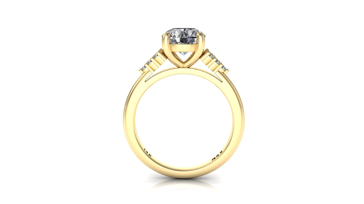 6.5mm (1.00ct) ForeverOne Round Moissanite Diamond Pave Engagement Ring 14K Gold MOENG089