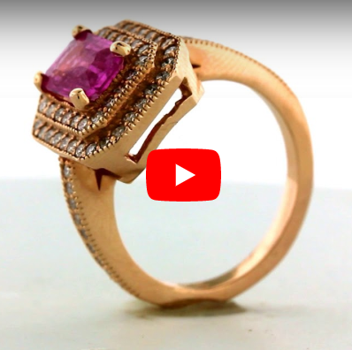 1.45 CT Emerald Cut Pink Sapphire Diamond Ring 0.63 CT TW 14K Rose Gold PSR006 - NorthandSouthJewelry