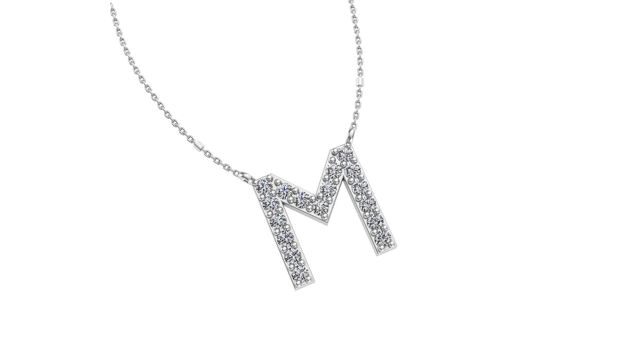 Initial M Diamond Pendant 14K Gold DIP013