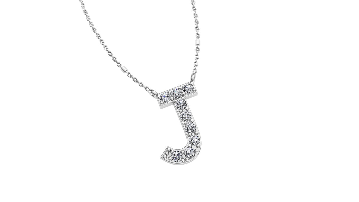 Initial J Diamond Pendant 14K Gold DIP010