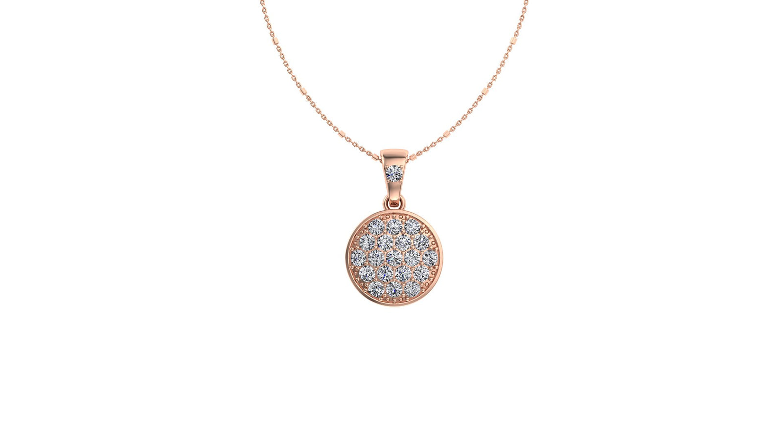 Bezel Set Pave Round Diamond Pendant 0.51CT TW 14K Gold DPEN061