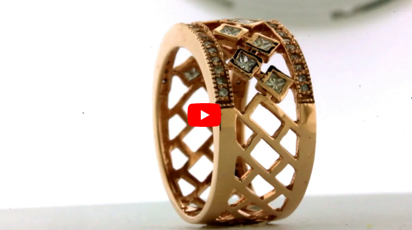 Weave Diamond Anniversary Band 0.61 ct tw Princess-cut 14K Rose Gold BAN041 - NorthandSouthJewelry