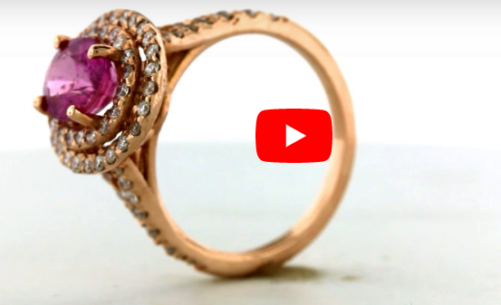 1.85 CT Oval Pink Sapphire Diamond Ring 0.68 CT TW 14K Rose Gold PSR001 - NorthandSouthJewelry