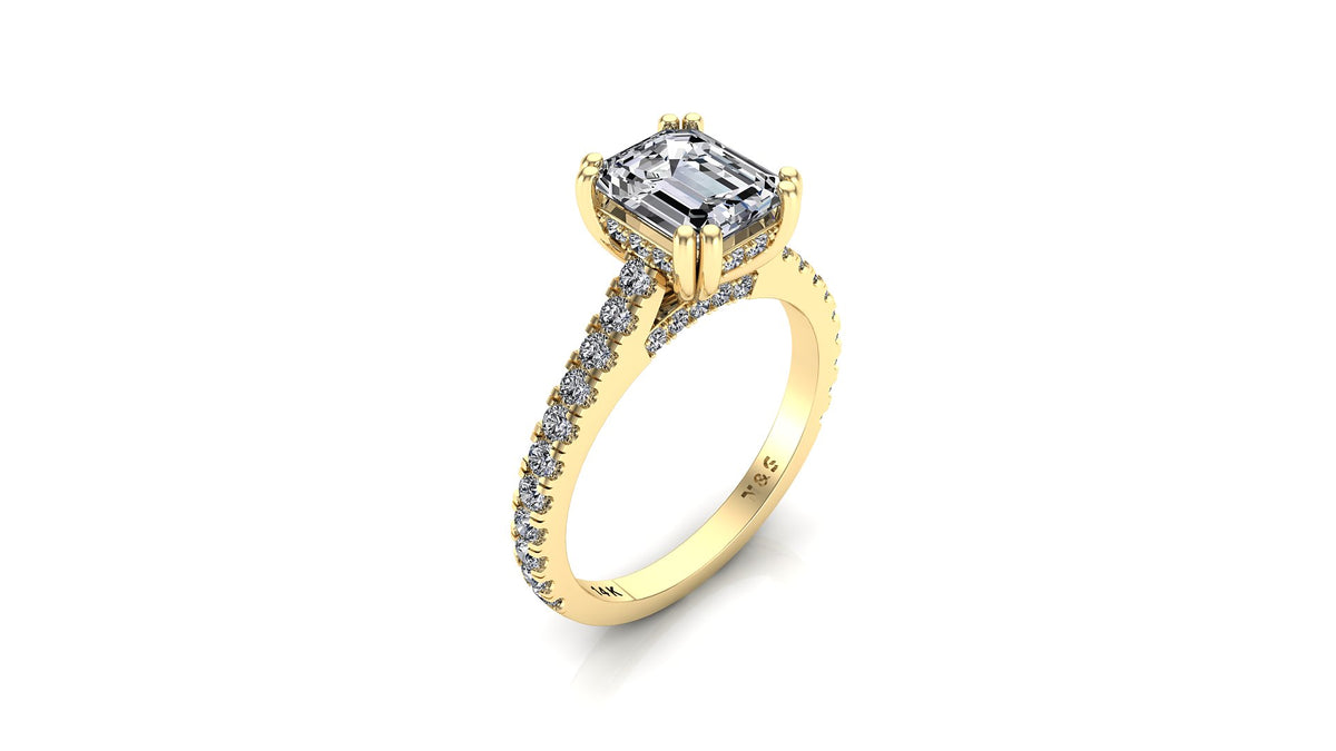 7x5mm (1.20ct) ForeverOne Radiant Moissanite Diamond Bridge Band 14K Gold Engagement Ring MOENG012