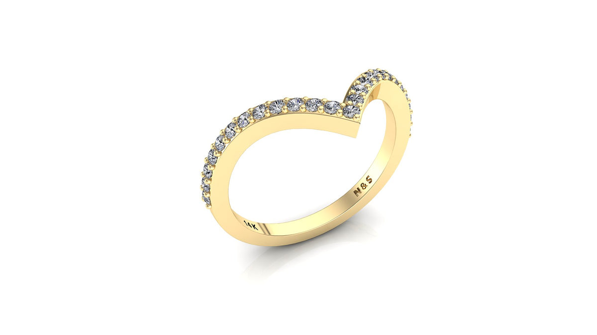 0.25ct Chevron Diamond Wedding Band 14K Gold BAN124