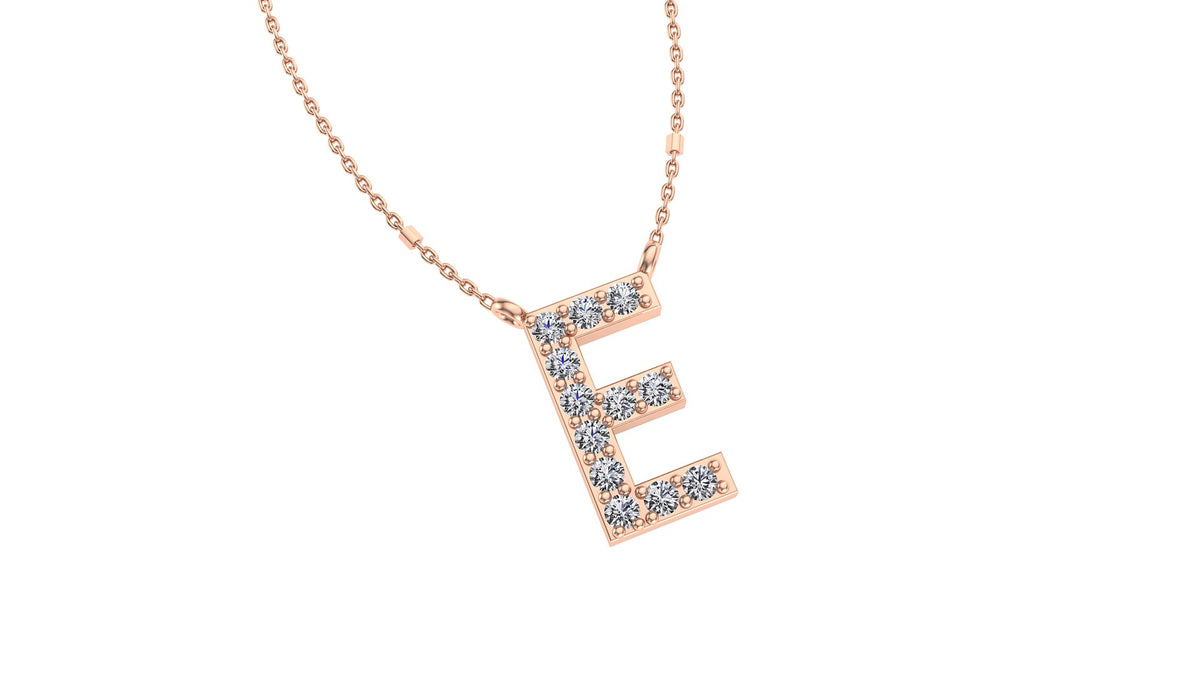 Initial E Diamond Pendant 14K Gold DIP005