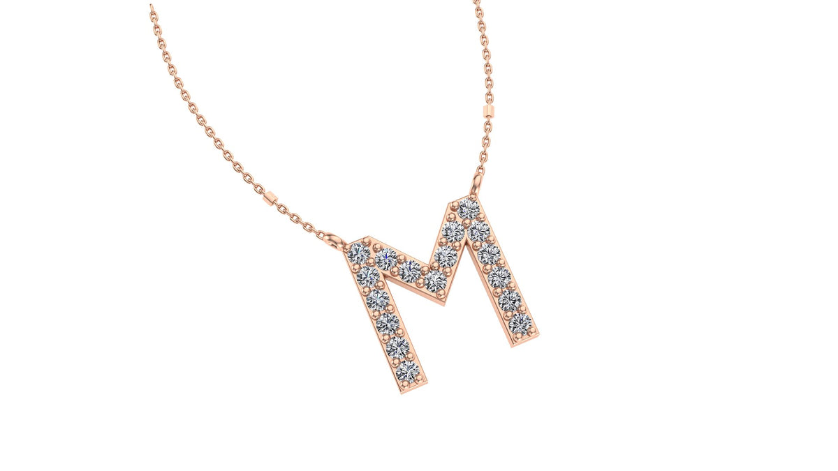Initial M Diamond Pendant 14K Gold DIP013