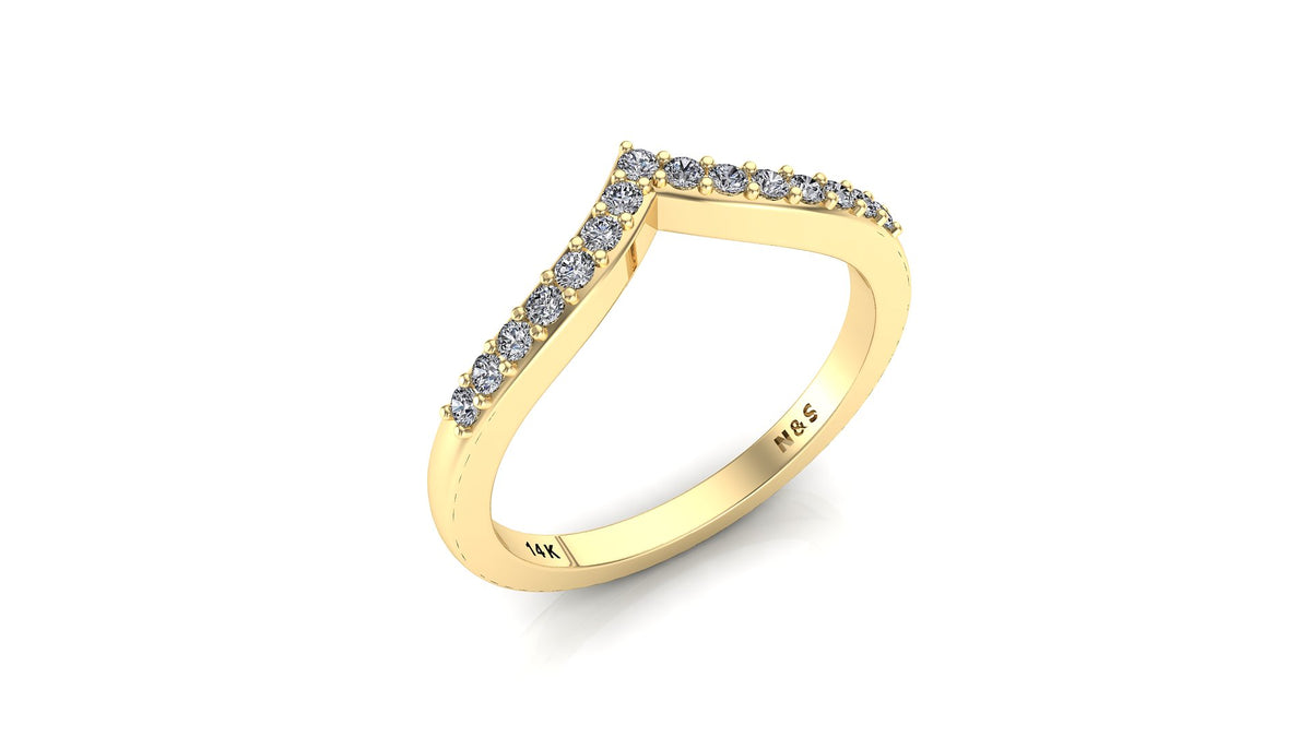 0.20ct Chevron Diamond Wedding Band 14K Gold BAN122