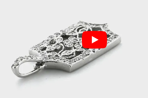 Hexagon Floral Diamond Pendant 1.01 CT TW 14K White Gold DPEN008 - NorthandSouthJewelry