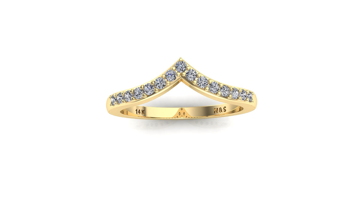 0.20ct Chevron Diamond Wedding Band 14K Gold BAN122