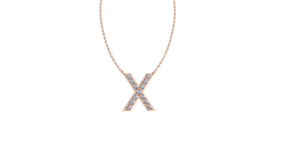 Initial X Diamond Pendant 14K Gold DIP024