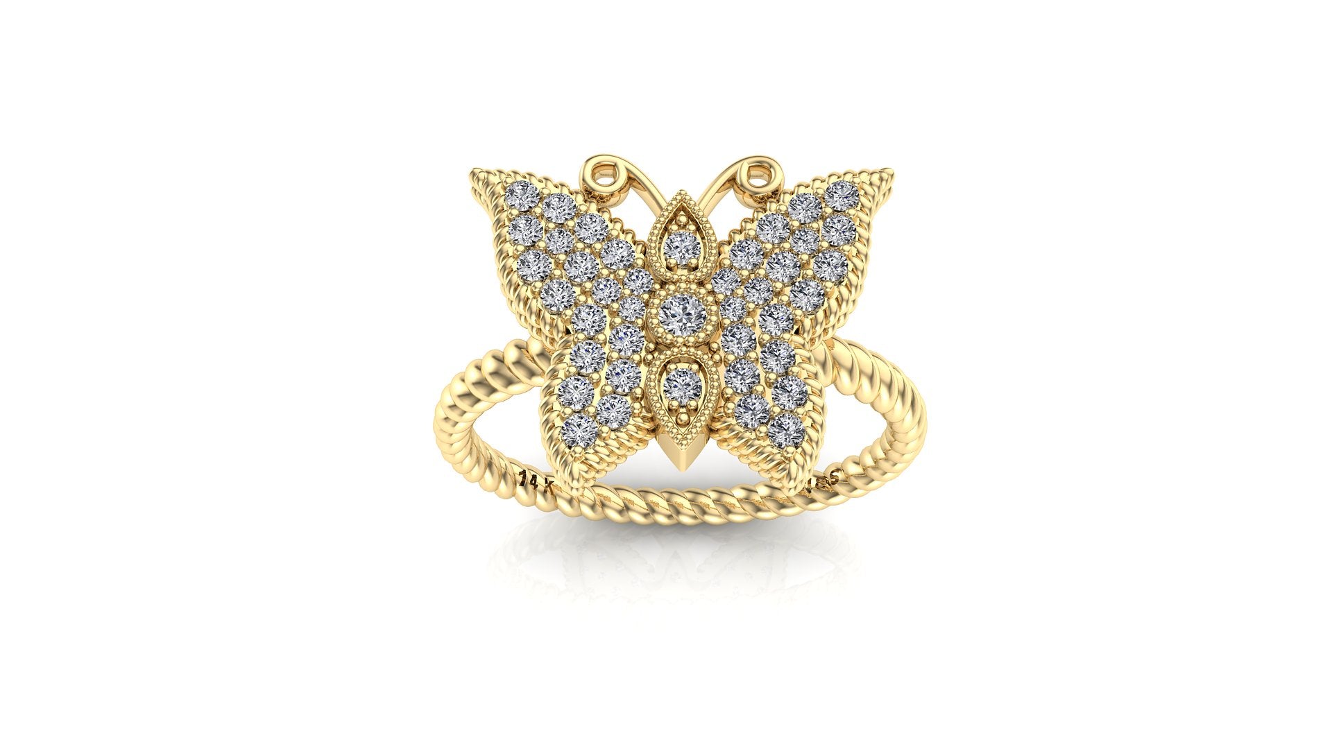 Diamond Butterfly Ring NIJ014 - North & South Jewelry