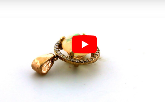 1.89 CT Opal Diamond Pendant 0.27 CT TW 14K Rose Gold OPEN002 - NorthandSouthJewelry