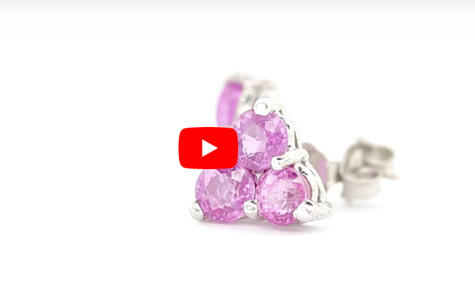 4.20 CT Pink Sapphire Earring 14K White Gold PSER002 - NorthandSouthJewelry