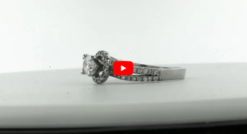 V Split Diamond Engagement Ring 1.09 ct tw 14K White Gold DENG001 - NorthandSouthJewelry