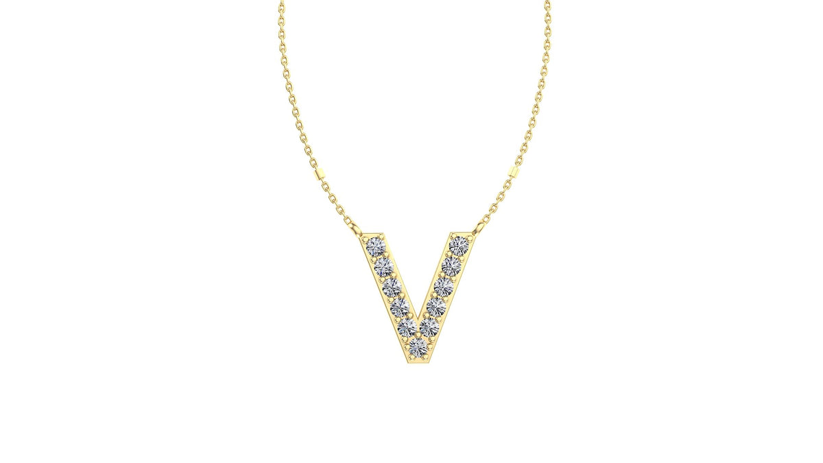 Initial V Diamond Pendant 14K Gold DIP022