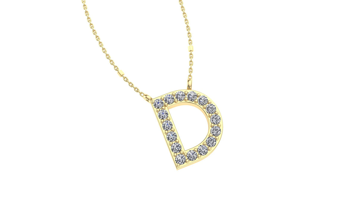 Initial D Diamond Pendant 14K Gold DIP004