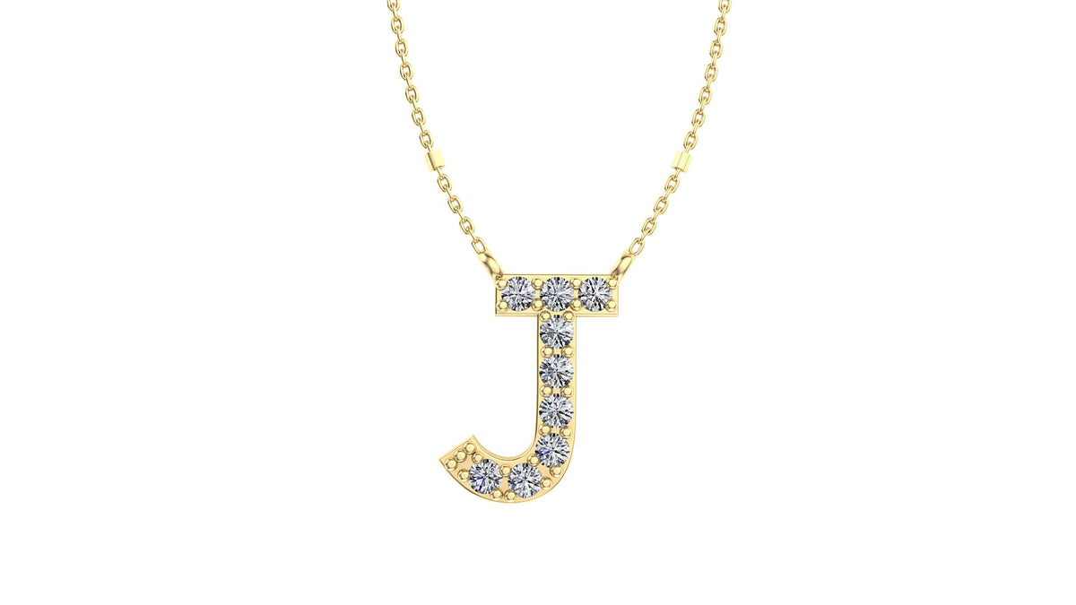 Initial J Diamond Pendant 14K Gold DIP010