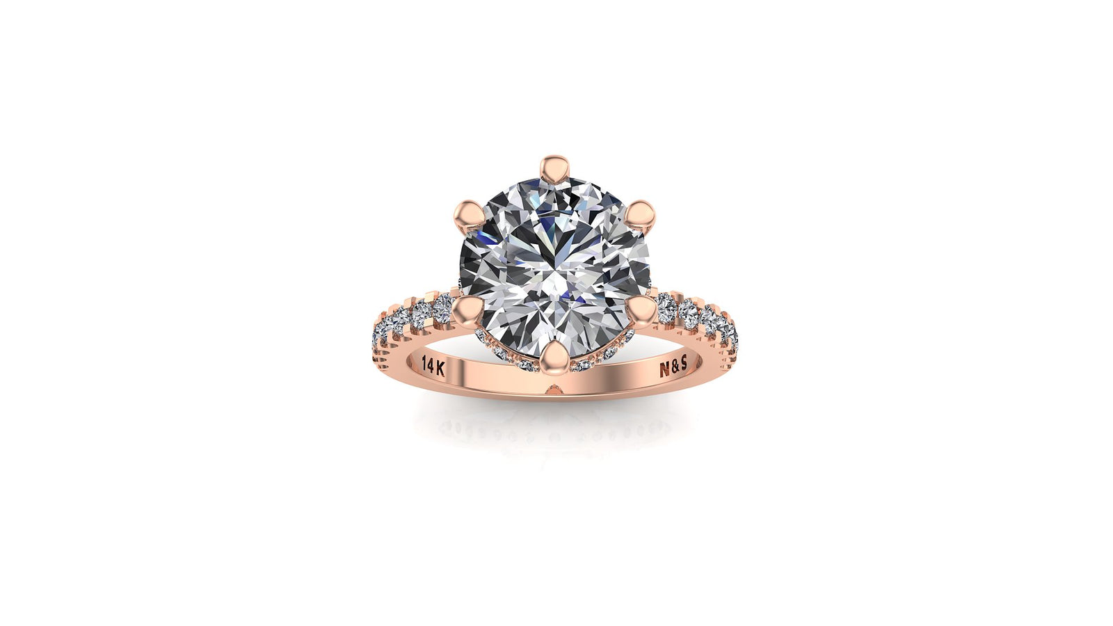 8mm (1.90ct) Rané ForeverOne Round Moissanite Diamond Underhalo Engagement Ring 14K Gold MOENG018