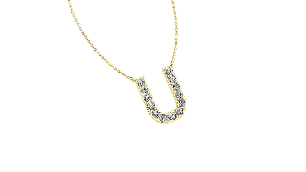 Initial U Diamond Pendant 14K Gold DIP021