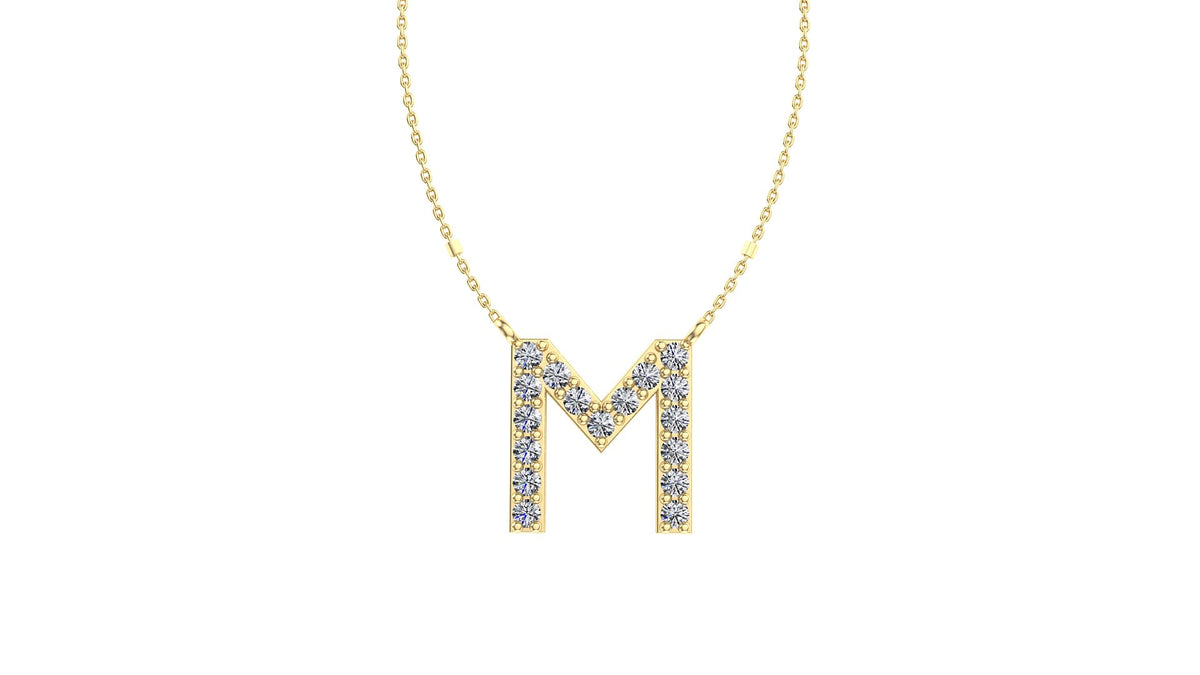 Initial M Diamond Pendant 14K Gold DIP013