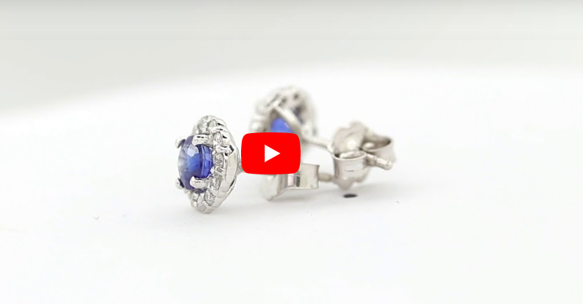 1.00 CT Ceylon Blue Sapphire Diamond Earring 0.28 CT TW 14K White Gold SER004 - NorthandSouthJewelry