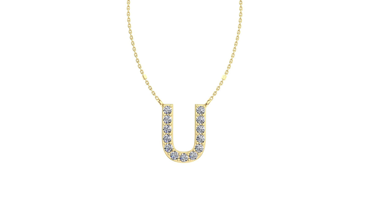 Initial U Diamond Pendant 14K Gold DIP021