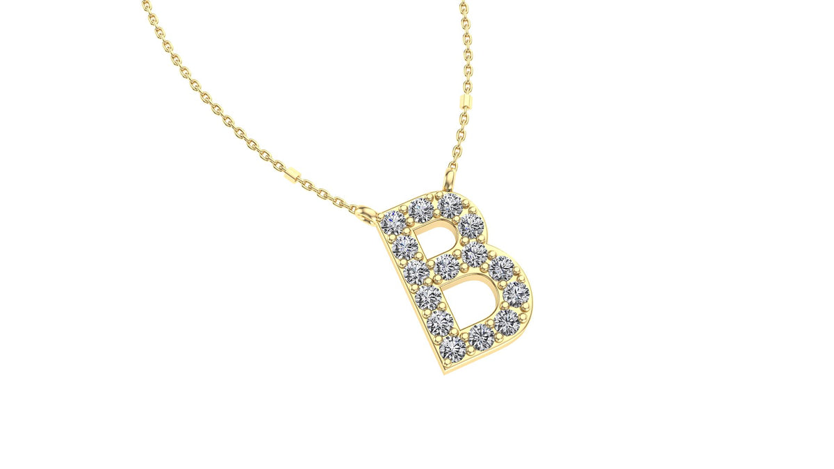 Initial B Diamond Pendant 14K Gold DIP002