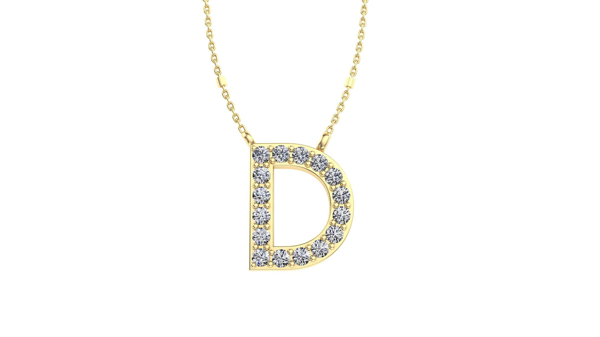 Initial D Diamond Pendant 14K Gold DIP004
