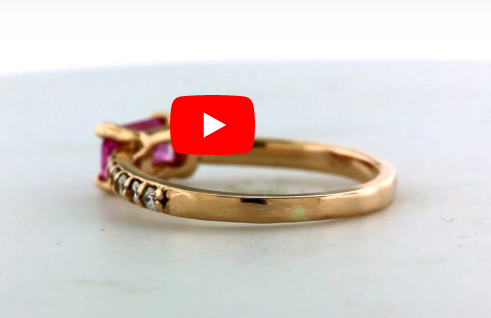 0.80 CT Emerald Cut Pink Sapphire Diamond Ring 0.28 CT TW 14K Rose Gold PSR004 - NorthandSouthJewelry