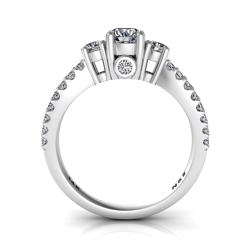 Three Stone Diamond Engagement Ring 0.99 ct tw 14K White Gold DENG019