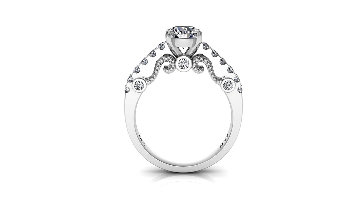 6mm (0.80ct) ForeverOne Round Moissanite Vintage Design Engagement Ring 14K MOENG053