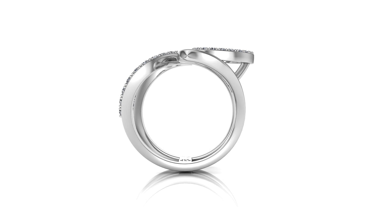 Oval &amp; Arc Diamond Ring 0.90 ct tw Round-cut 14K White Gold DIR003