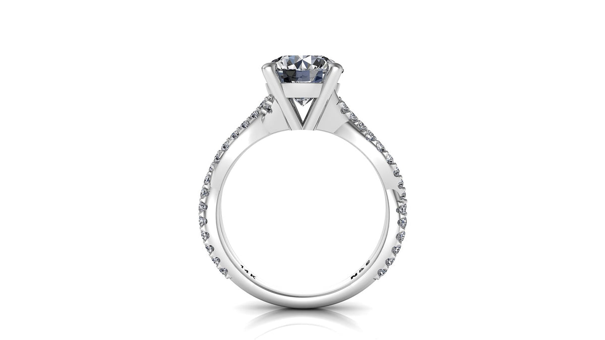 8mm (1.90ct) Aileen ForeverOne Round Moissanite Diamond Double Twist Band 14K Gold Engagement Ring MOENG058