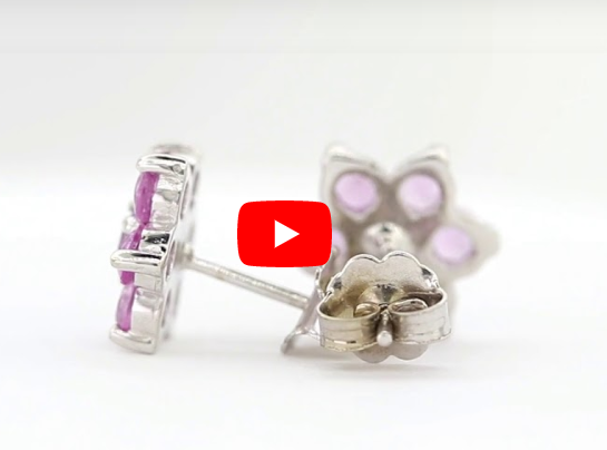 0.11 CT Amethyst Earring 1.43 CT TW Pink Sapphire 14K White Gold PSER001 - NorthandSouthJewelry