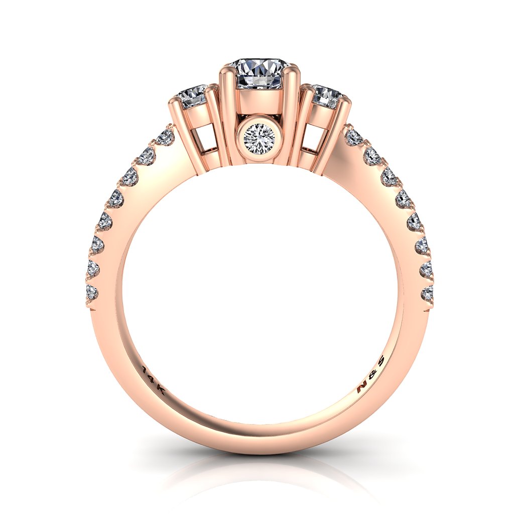 4.5mm (0.33ct) ForeverOne Round Moissanite Three Stone 14K Gold Engagement Ring MOENG059