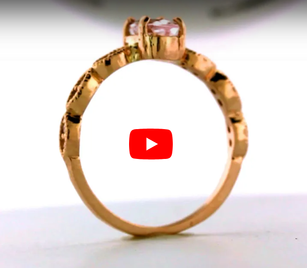 0.70 CT Oval Morganite Diamond Ring 0.13 CT TW Diamonds 14K Rose Gold MGR006 - NorthandSouthJewelry