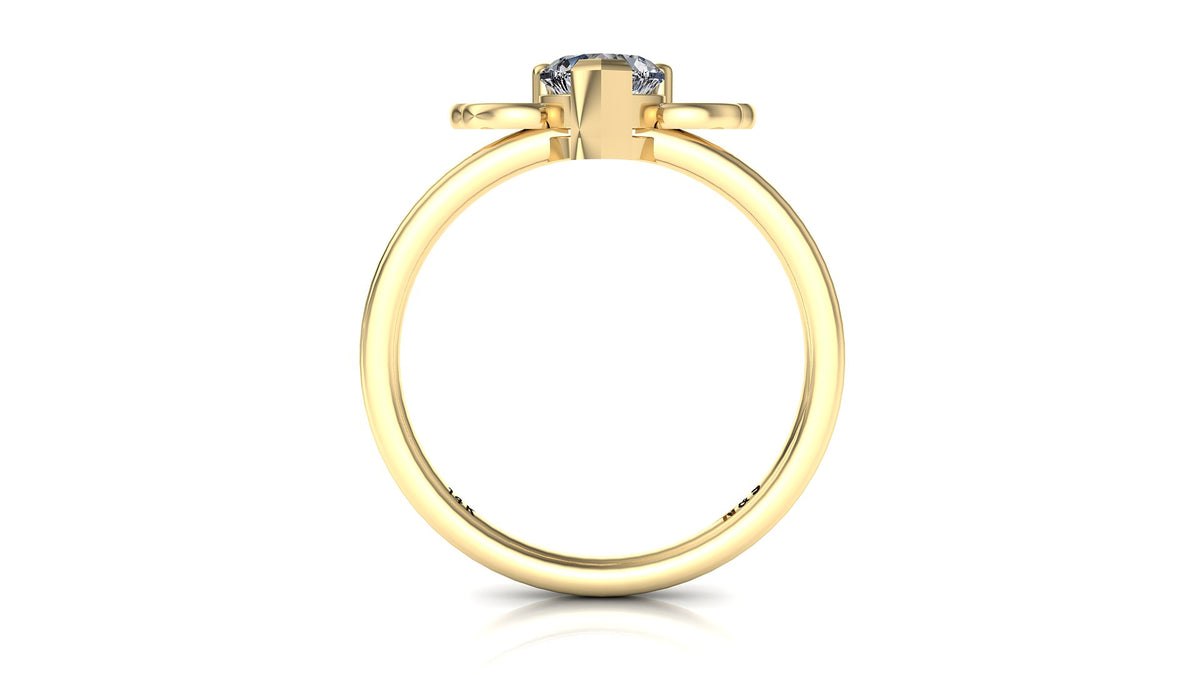 6mm (0.80ct) ForeverOne Heart Moissanite Wing Setting Moissanite Ring 14K Gold MOENG088