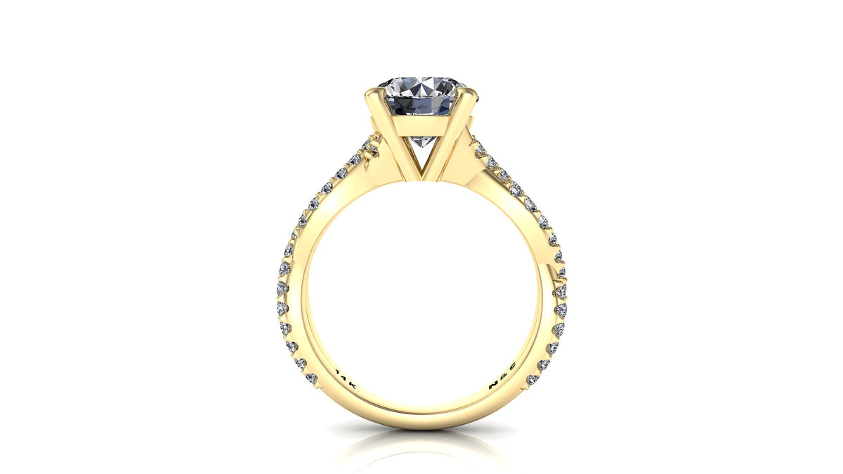 8mm (1.90ct) Aileen ForeverOne Round Moissanite Diamond Double Twist Band 14K Gold Engagement Ring MOENG058