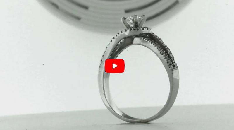 V Split Diamond Engagement Ring 1.09 ct tw 14K White Gold DENG001 - NorthandSouthJewelry