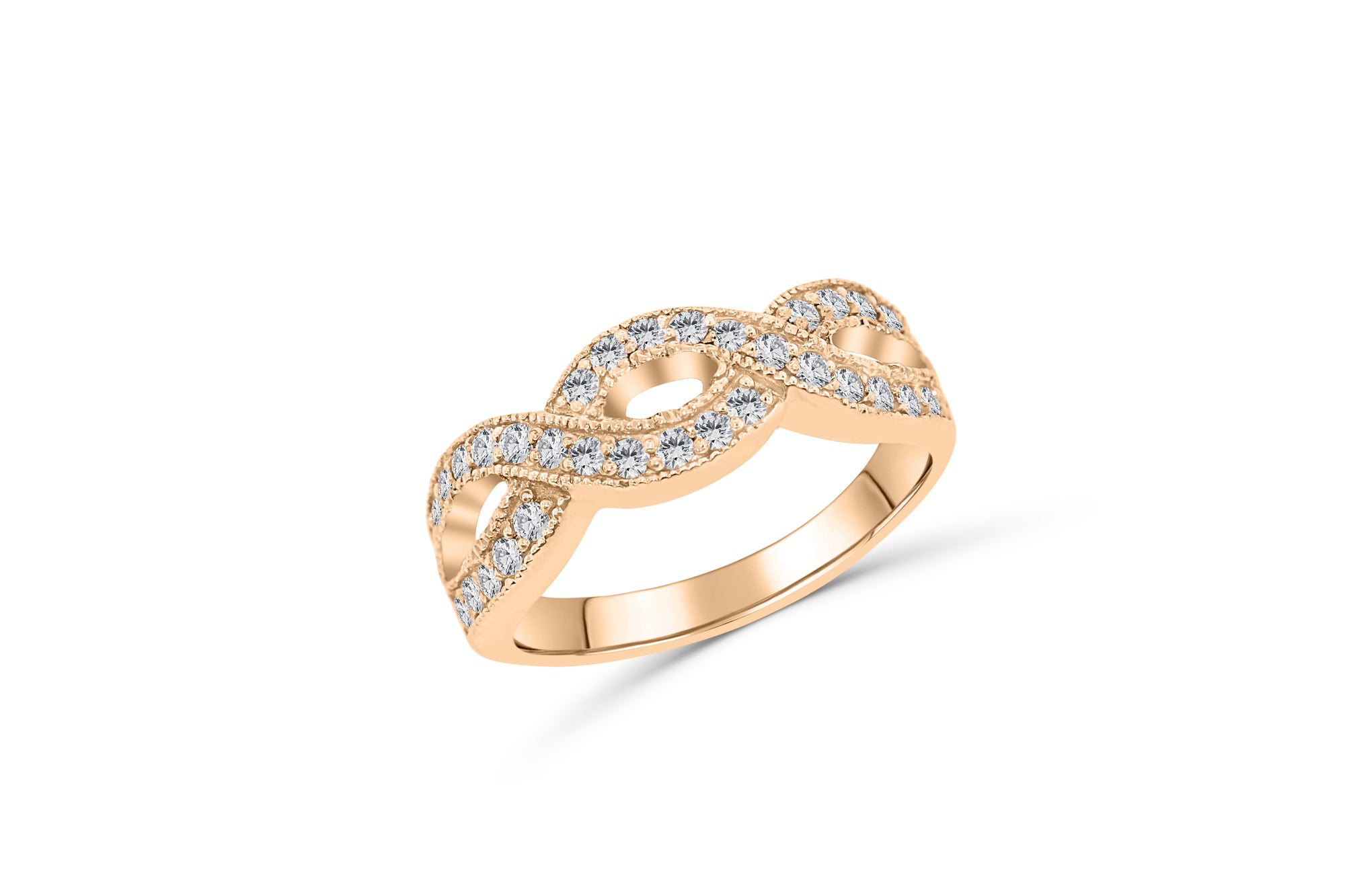 Criss-Cross Diamond Anniversary Band 0.37 ct tw Round-cut 14K Rose Gold BAN047 - NorthandSouthJewelry