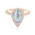 1.5-1.7 CT Pear Cut Aquamarine Diamond Halo 14K Gold Ring BSAQ3