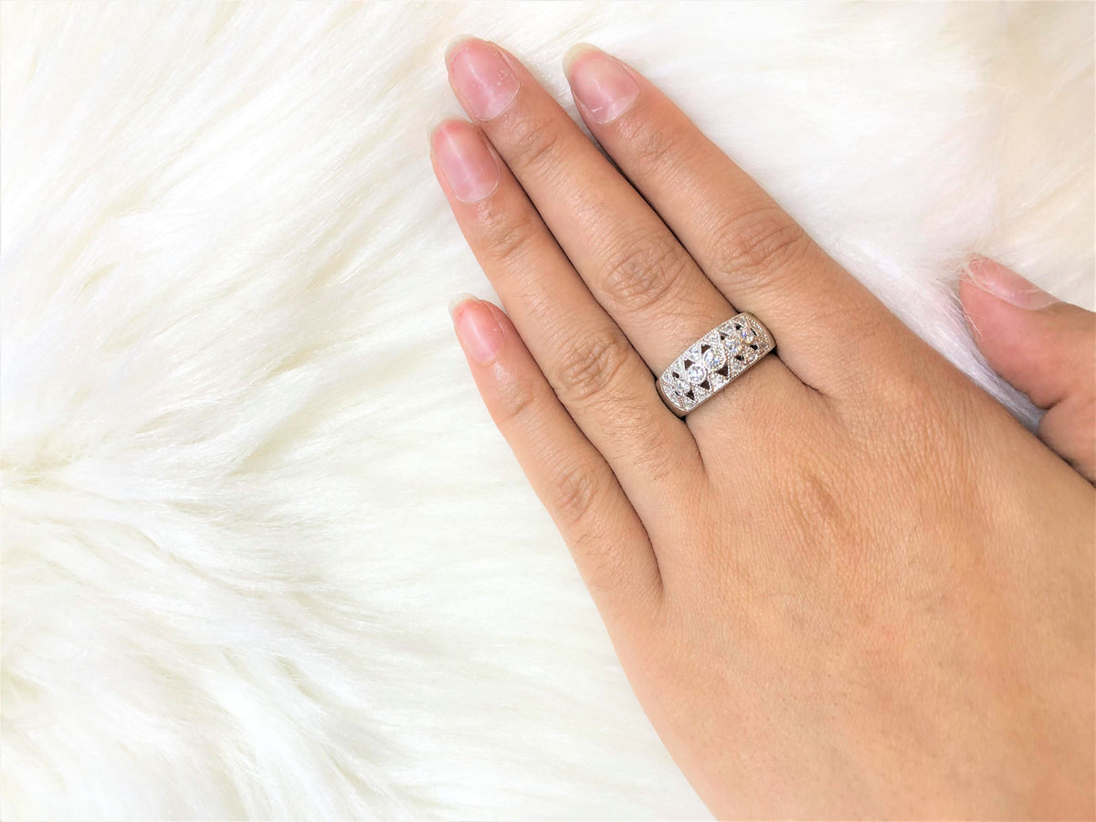 Diamond Anniversary Band 0.46 ct tw Round-cut 14K White Gold BAN026 - NorthandSouthJewelry