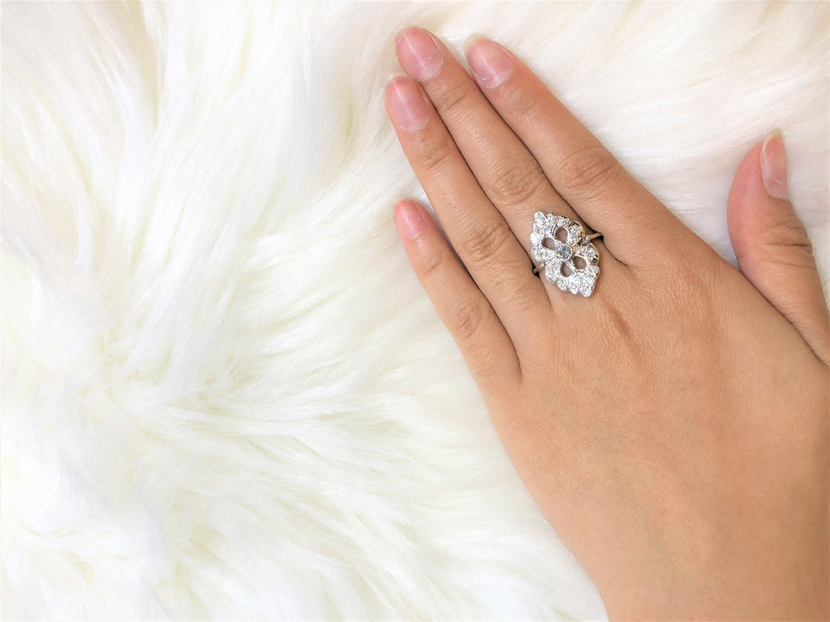 Diamond Ring 0.52 ct tw Round-cut 14K White Gold BAN029 - NorthandSouthJewelry