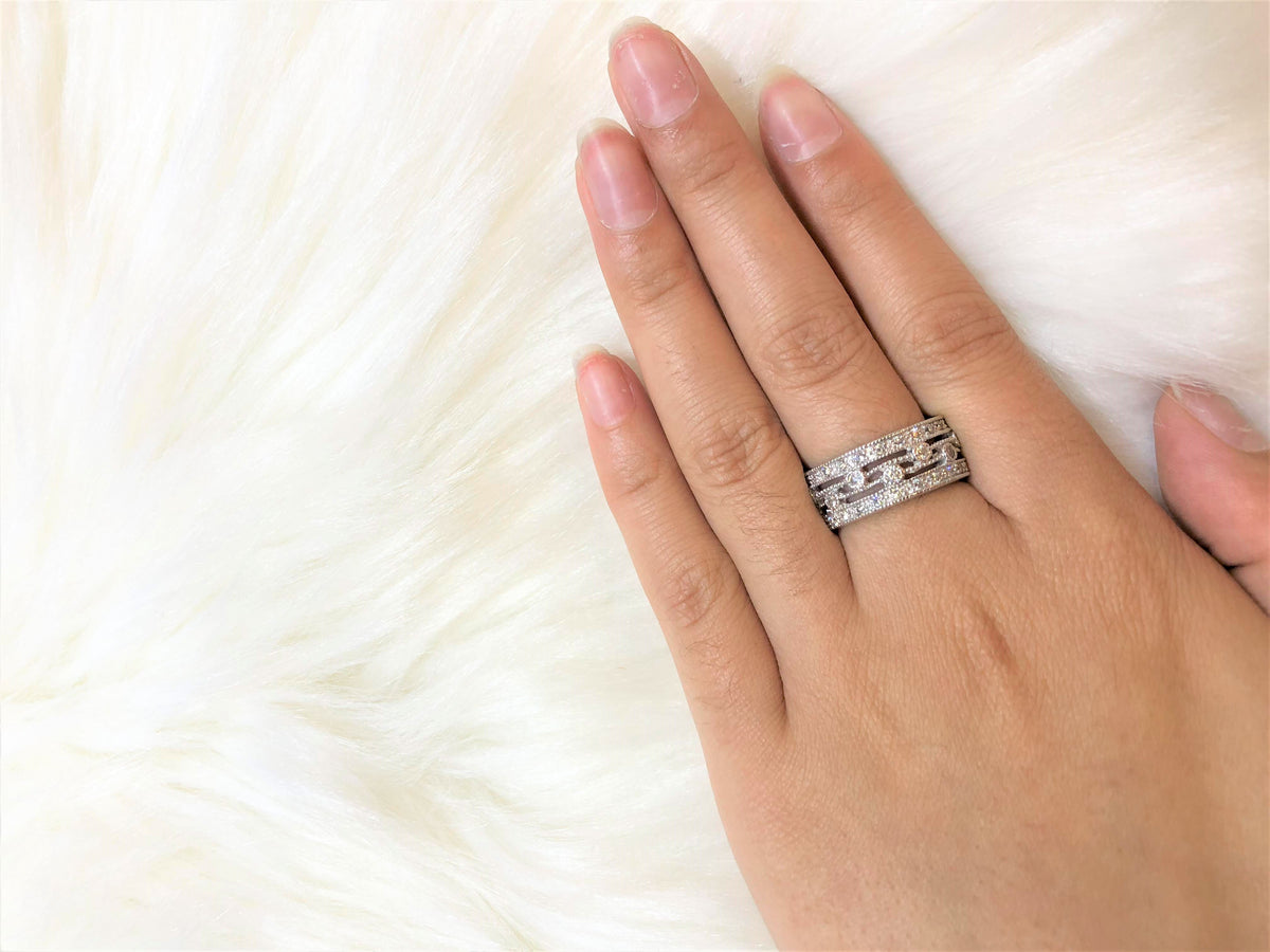 Diamond Anniversary Band 0.70 ct tw Round-cut 14K White Gold BAN032 - NorthandSouthJewelry