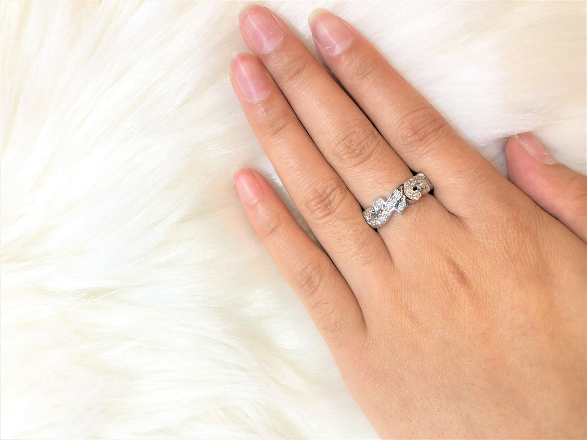 Diamond Ring 0.67 ct tw Round-cut 14K White Gold BAN034 - NorthandSouthJewelry