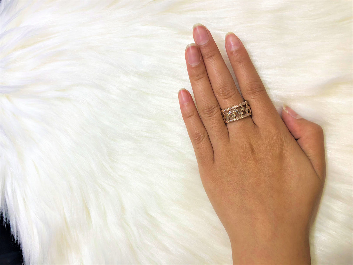 Weave Diamond Anniversary Band 0.61 ct tw Princess-cut 14K Rose Gold BAN041 - NorthandSouthJewelry