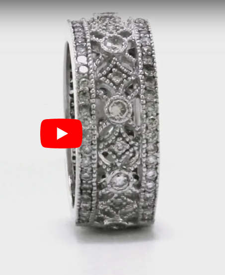 Diamond Anniversary Band 1.08 ct tw Round-cut 14K White Gold BAN027 - NorthandSouthJewelry